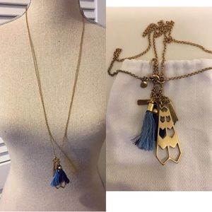J. CREW Blue and Goldtone Long Necklace